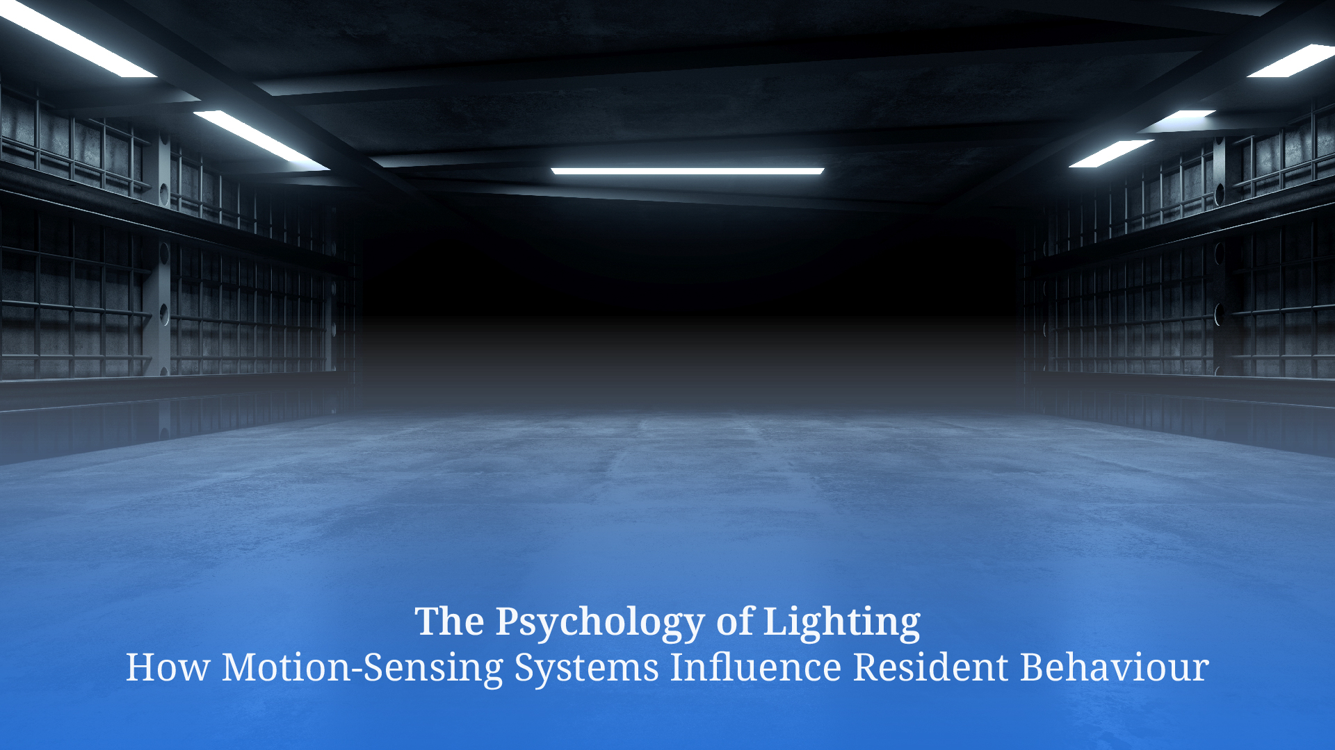 Illustration of motion-sensing lights in a residential environment, highlighting the psychology behind how automated lighting systems influence resident behavior and comfort.